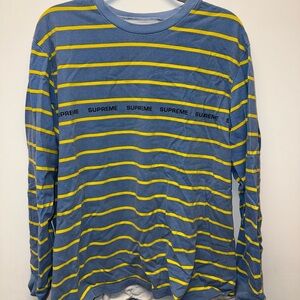 Supreme Blue and Yellow Striped Long Sleeve Tee